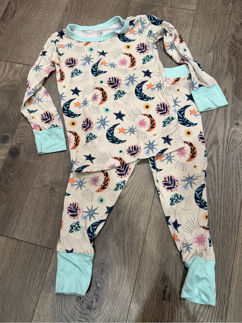SAS Bamboo Kids Long Sleeve Pajama Set with Moon & Star Print